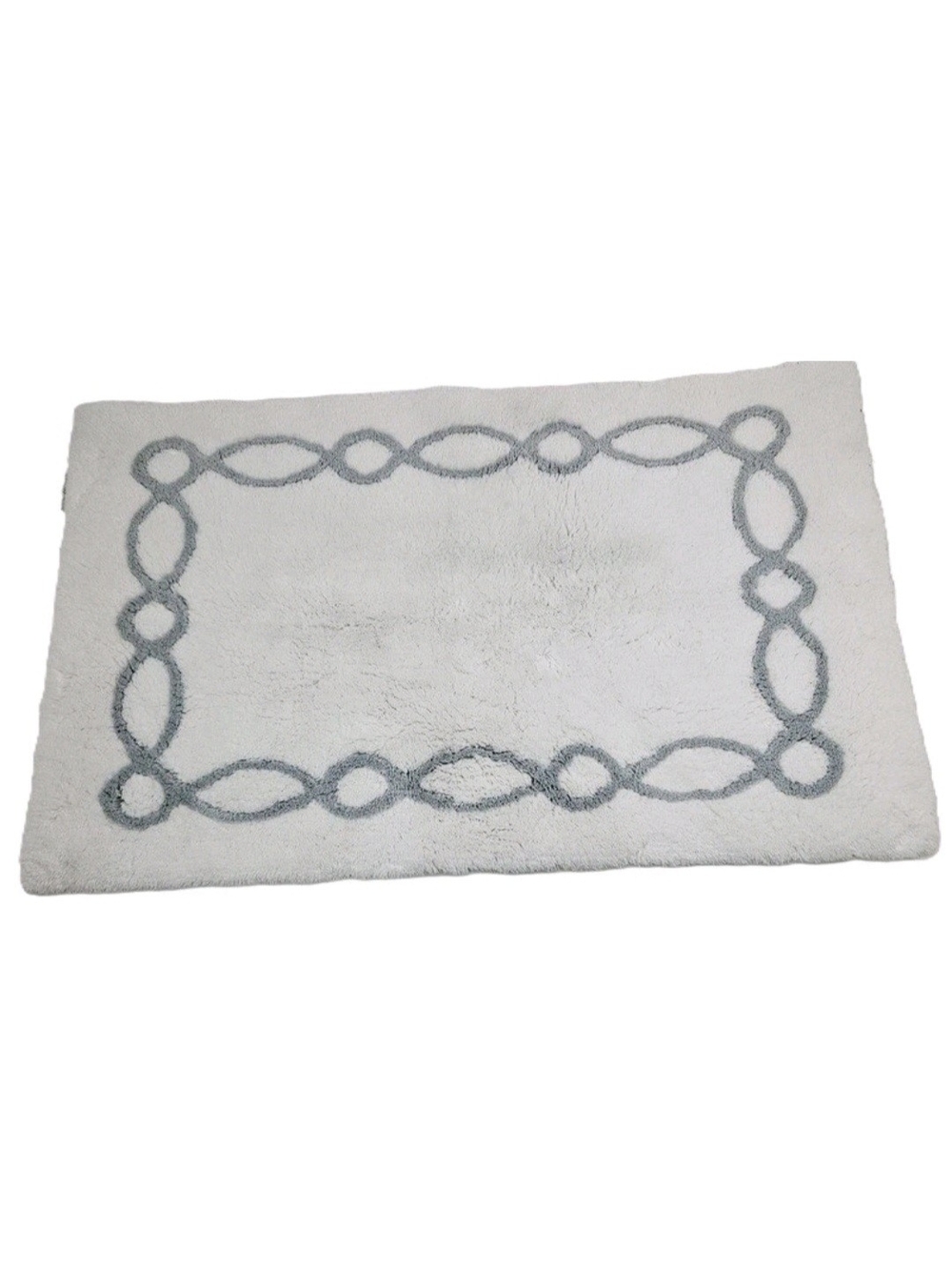 Abyss & Habidecor White Bath Mat with Gray Loop Border